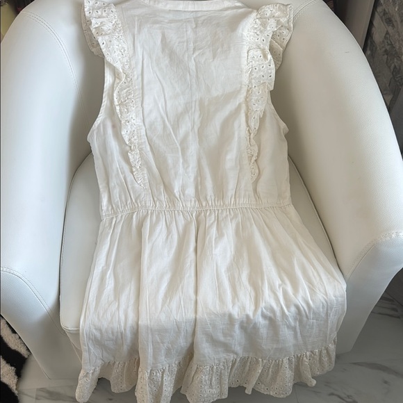 Steve Madden Off White Ruffle Sleeveless Eyelet Dress - Picture 2 of 7